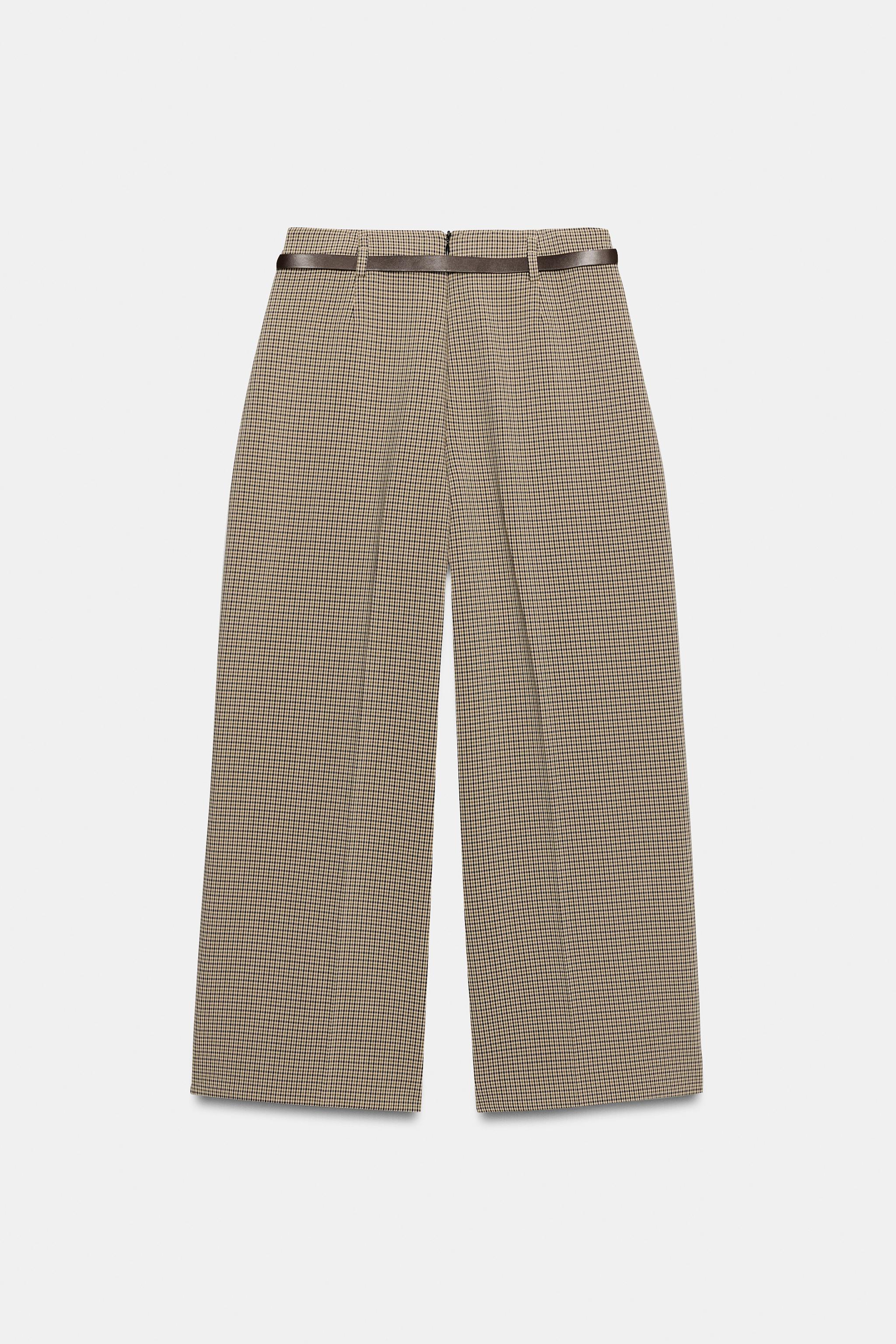PLAID BELTED PANTS